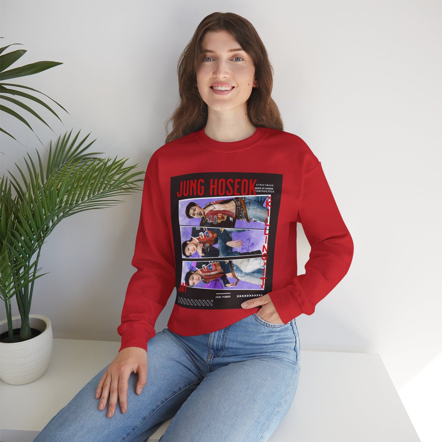 Photo Collage Crewneck Sweatshirt — 'JUNG HOSEOK' Graphic Pullover