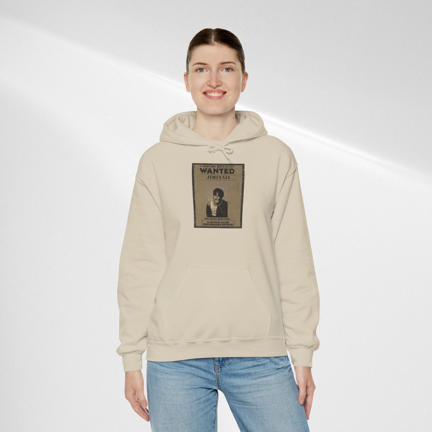 JIMIN Wanted Poster Hoodie — Vintage Photo "Wanted" Graphic Sweatshirt