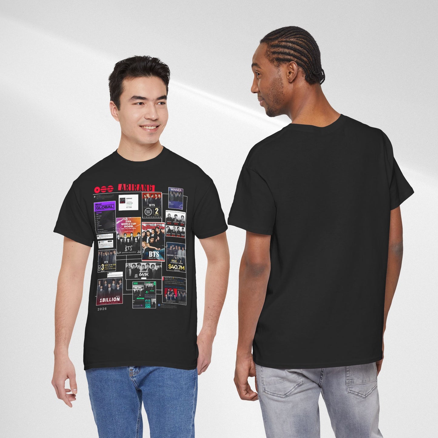 BTS ARIRANG Collage Tee — Iconic Albums & Milestones Graphic T-Shirt