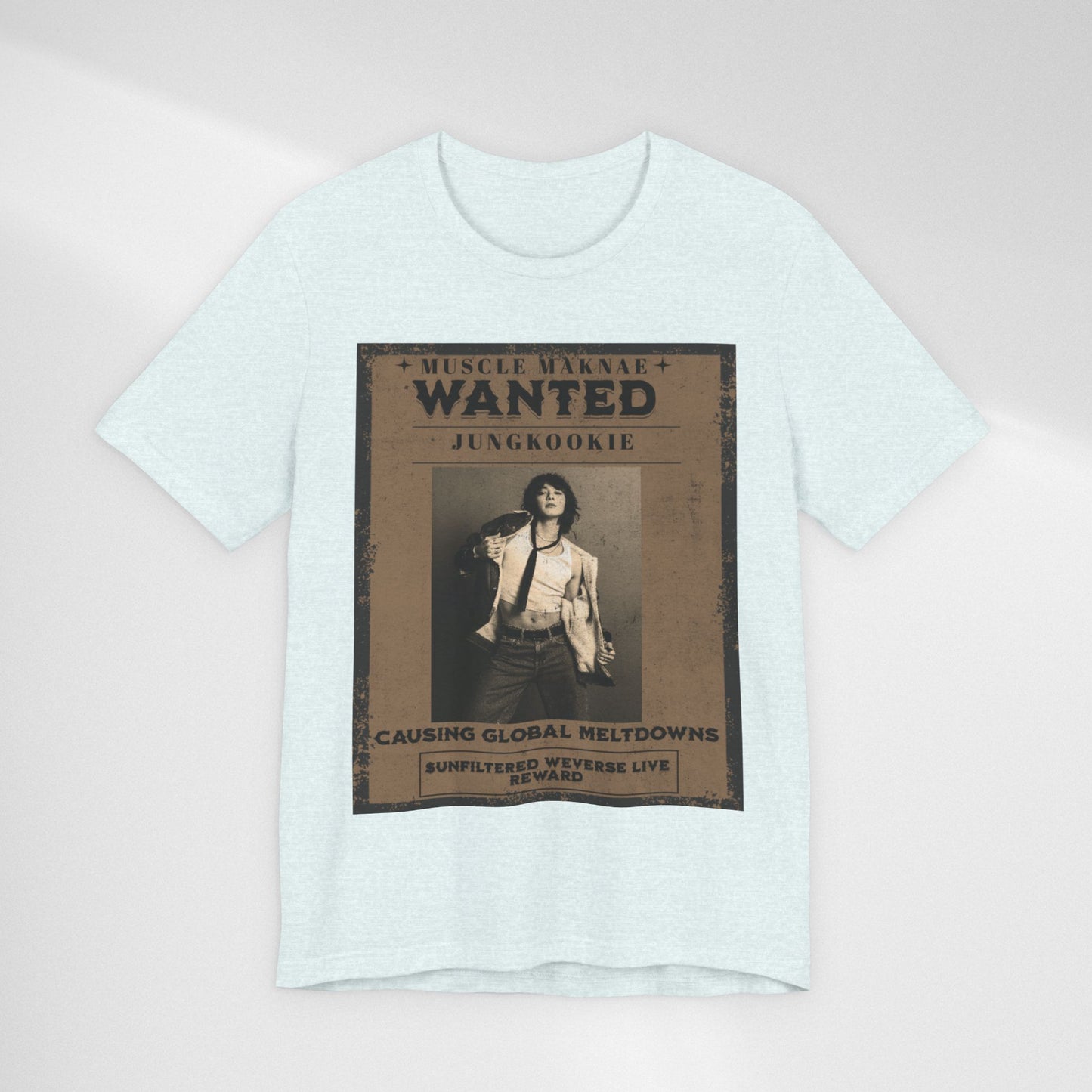 Wanted Poster Tee — 'Jungkook: Causing Global Meltdowns' Vintage K-Pop T-Shirt
