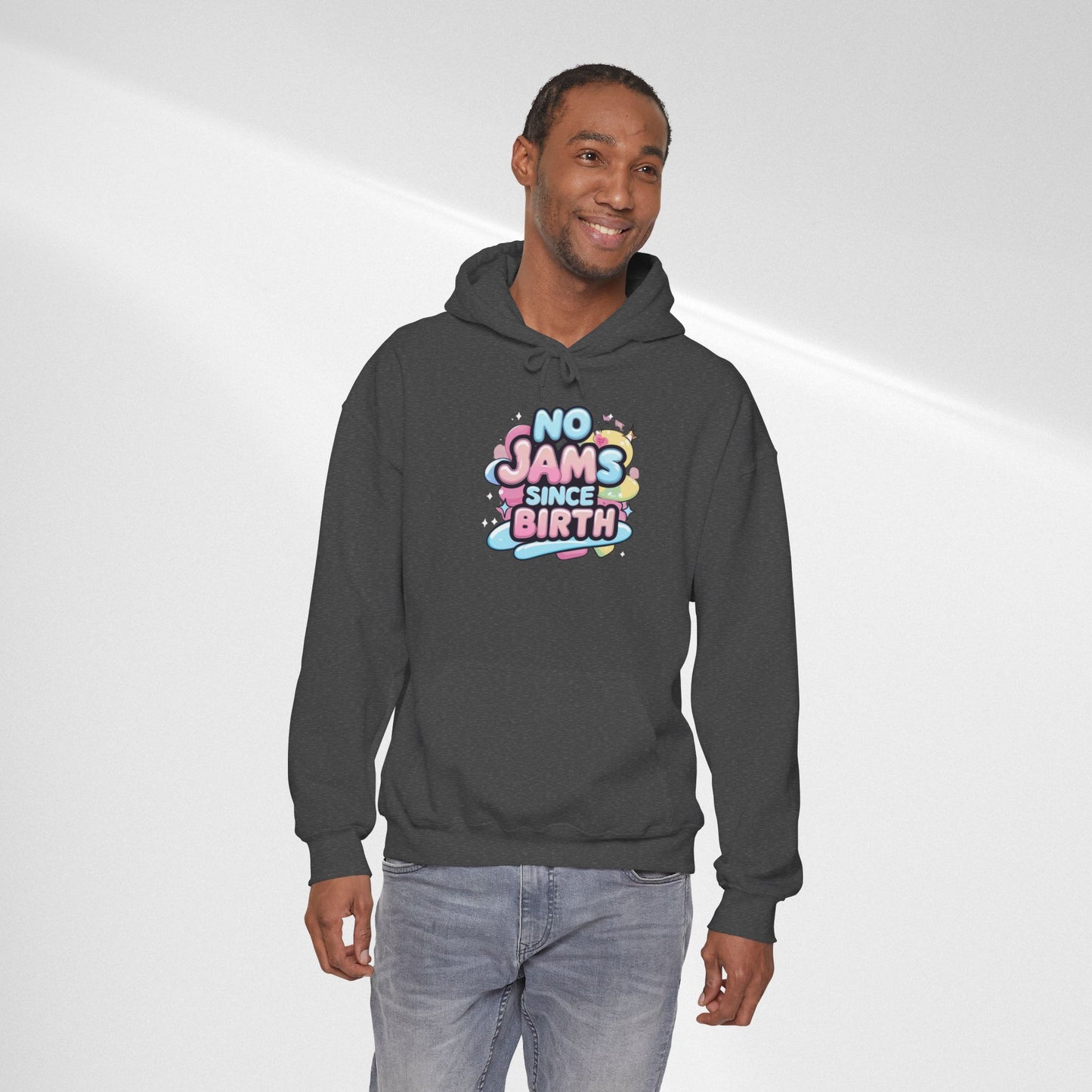 Hoodie — "No Jams Since Birth" Cute Kawaii Graphic Pullover