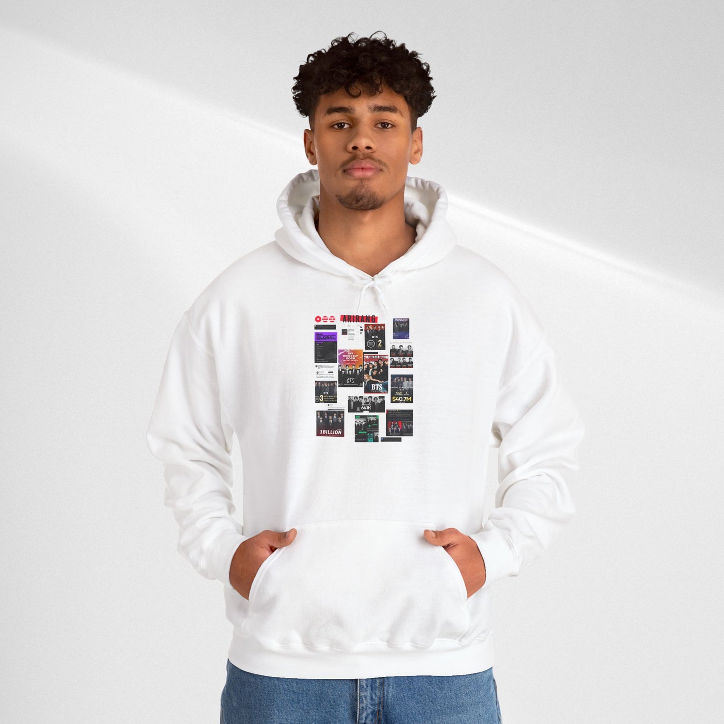 BTS ARIRANG Band Poster Collage Hoodie — Vintage Gig Tour Graphic Sweatshirt