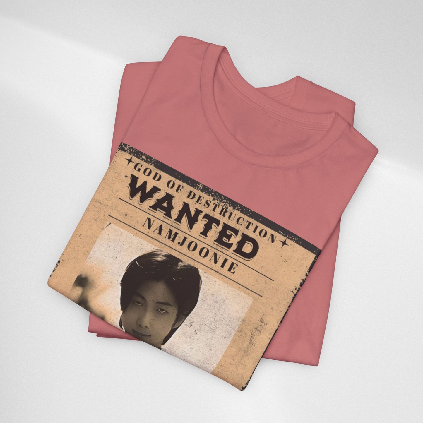 T-Shirt — Vintage 'Wanted: Namjoonie' Photo Tee (K-Pop Fan Poster Style)