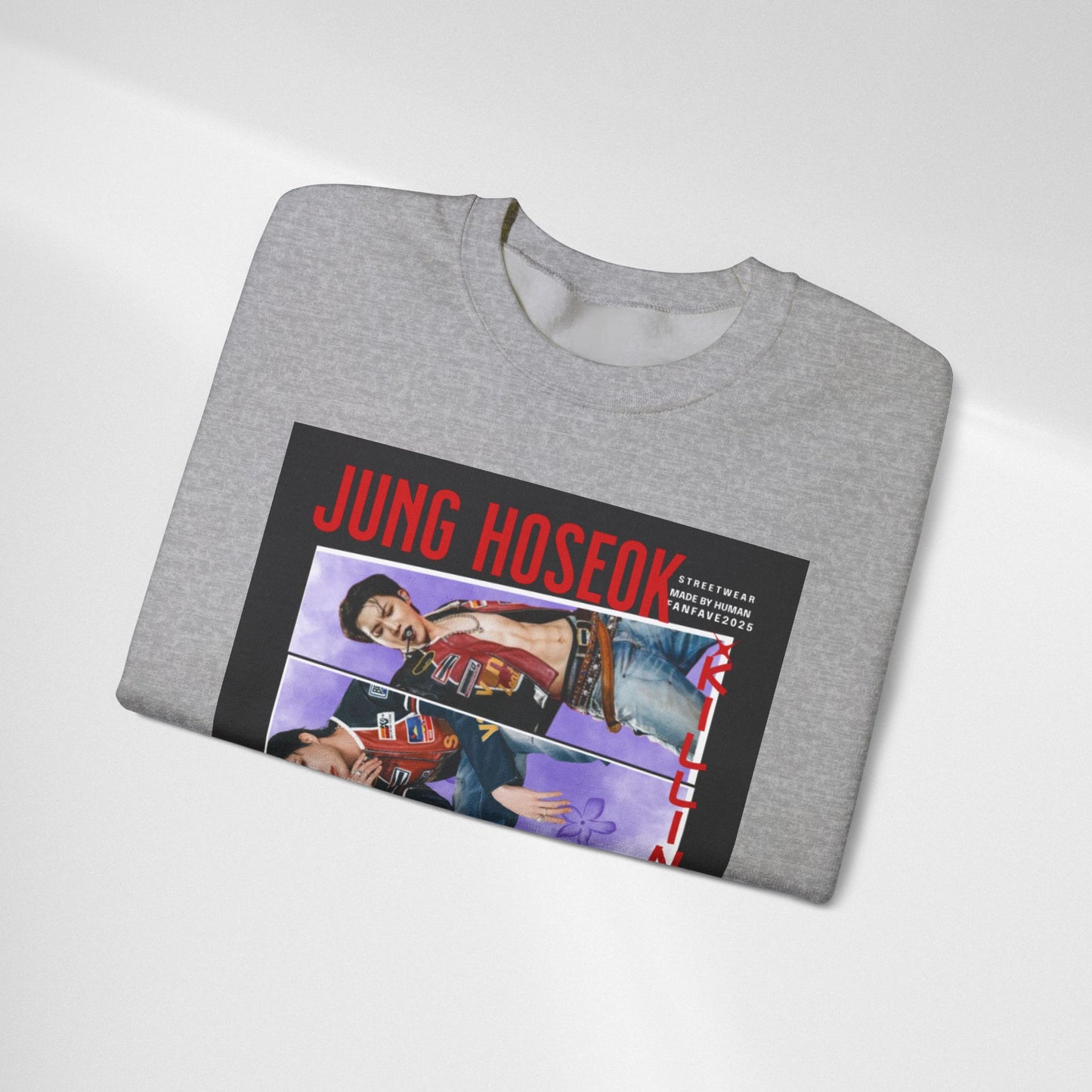 Photo Collage Crewneck Sweatshirt — 'JUNG HOSEOK' Graphic Pullover