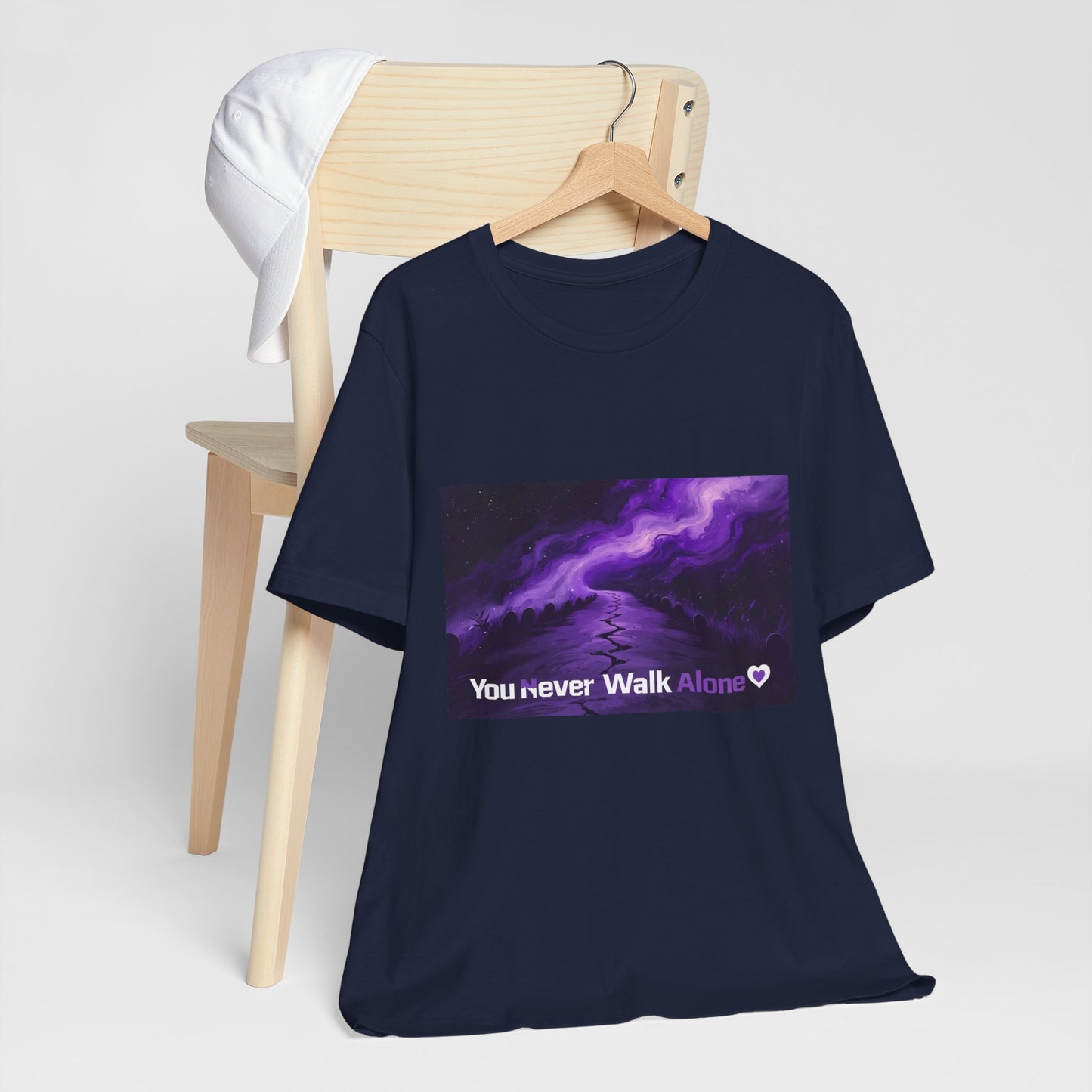 You Never Walk Alone Tee — Purple Night Stairway Graphic T‑Shirt