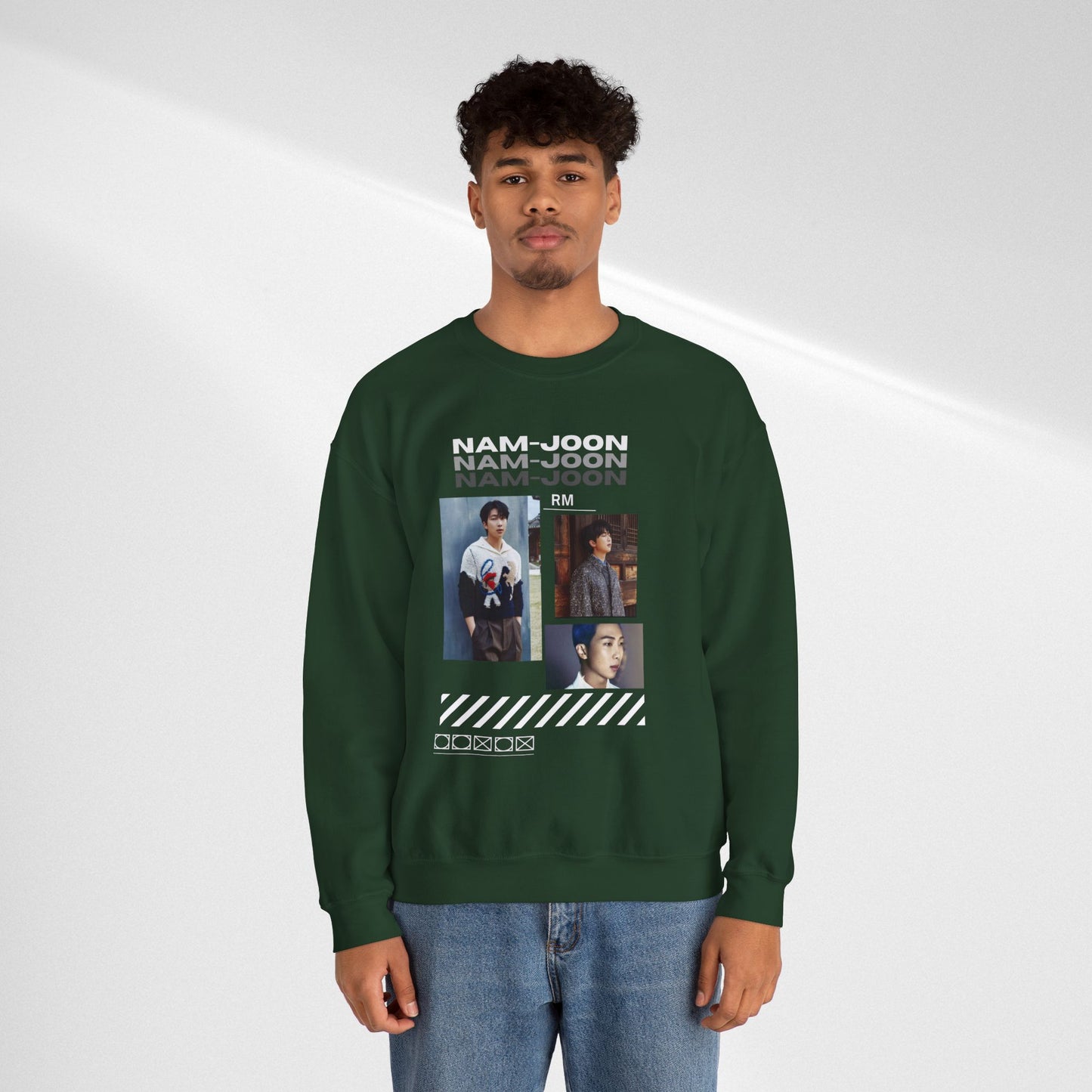 Photo Collage Crewneck Sweatshirt — "Nam-Joon" Graphic Pullover