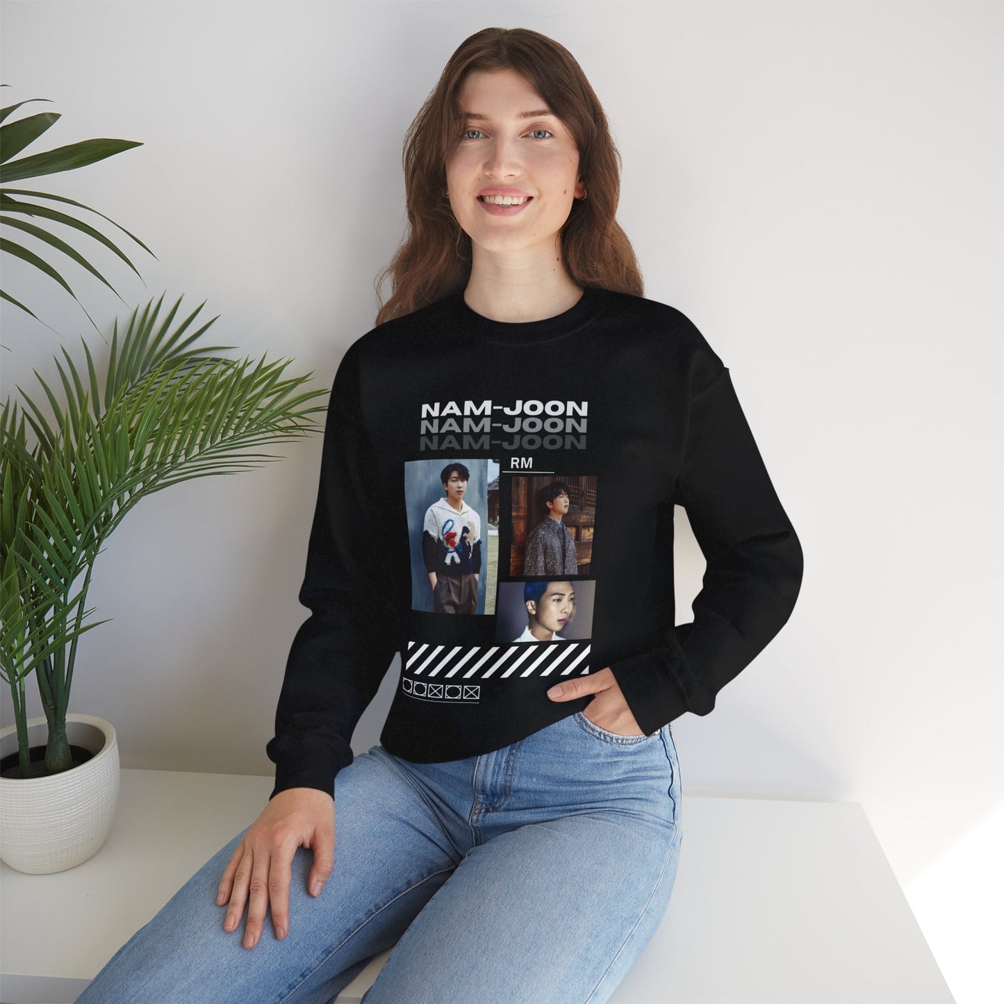 Photo Collage Crewneck Sweatshirt — "Nam-Joon" Graphic Pullover