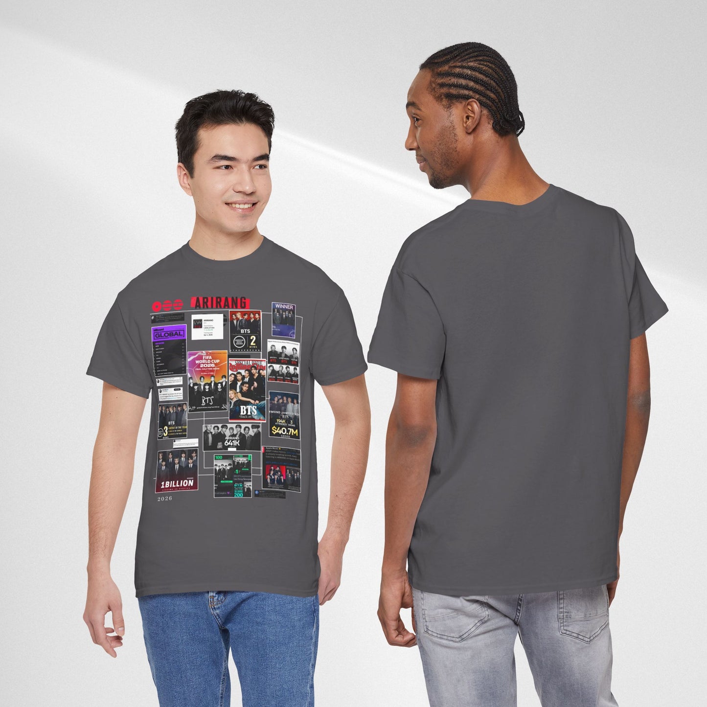 BTS ARIRANG Collage Tee — Iconic Albums & Milestones Graphic T-Shirt