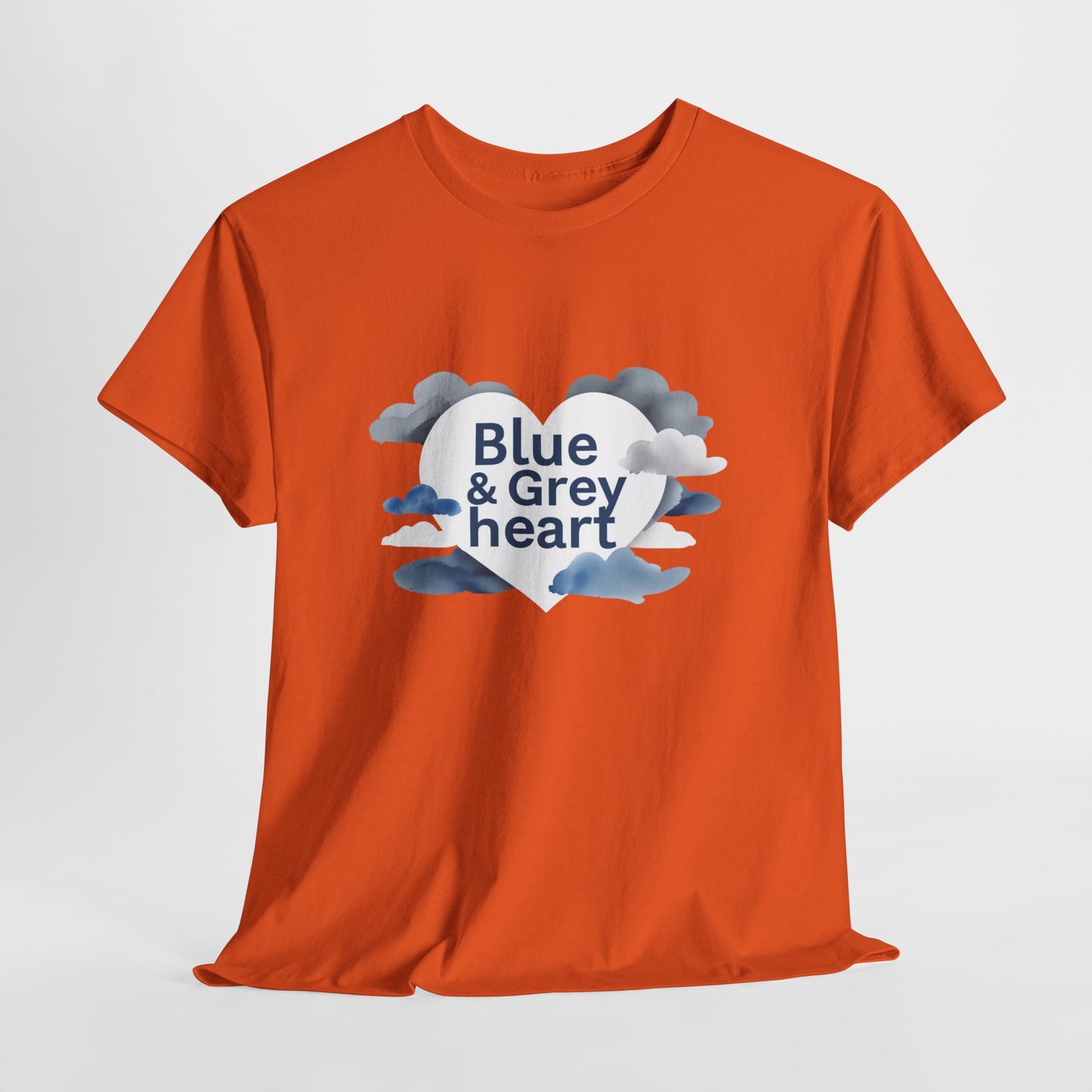 Blue & Grey Heart T-Shirt — Watercolor Cloud Heart Design