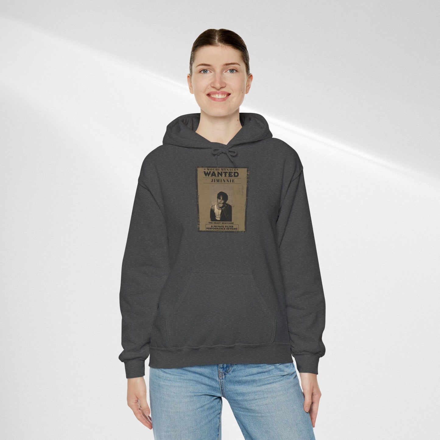 JIMIN Wanted Poster Hoodie — Vintage Photo "Wanted" Graphic Sweatshirt