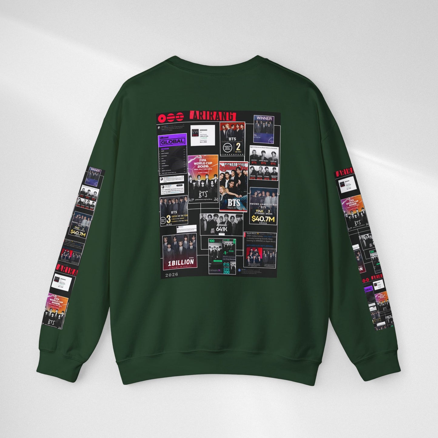 Crewneck Sweatshirt — BTS ARIRANG Collage Graphic Crewneck (Album Posters & Tour Art)