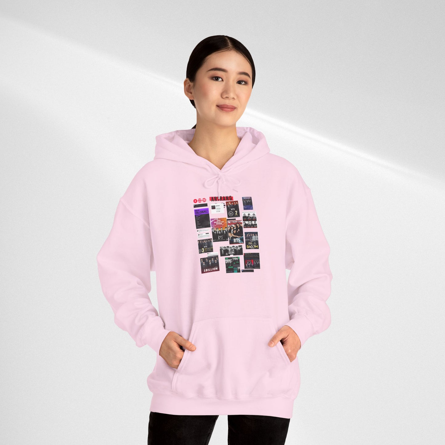 BTS ARIRANG Band Poster Collage Hoodie — Vintage Gig Tour Graphic Sweatshirt