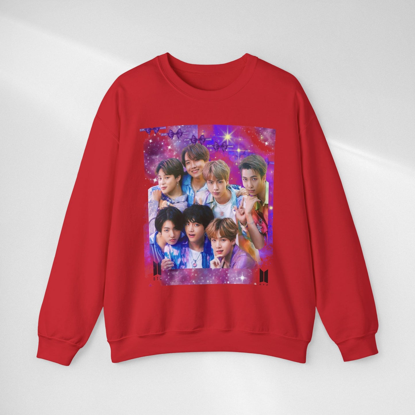 BTS Group Photo Crewneck Sweatshirt — Purple Fan Art Print