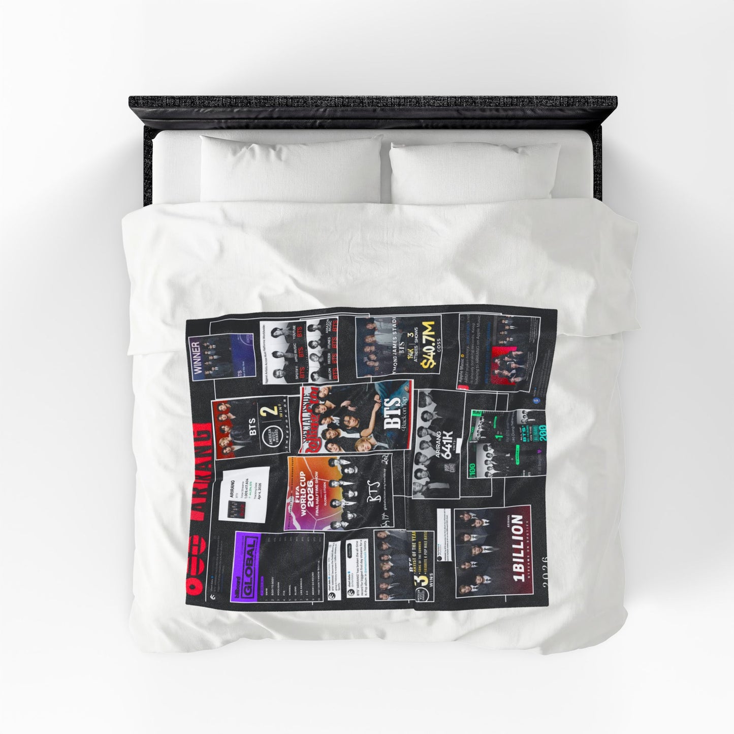 BTS ARIRANG Collage Velveteen Plush Blanket — K-Pop Fan Merchandise