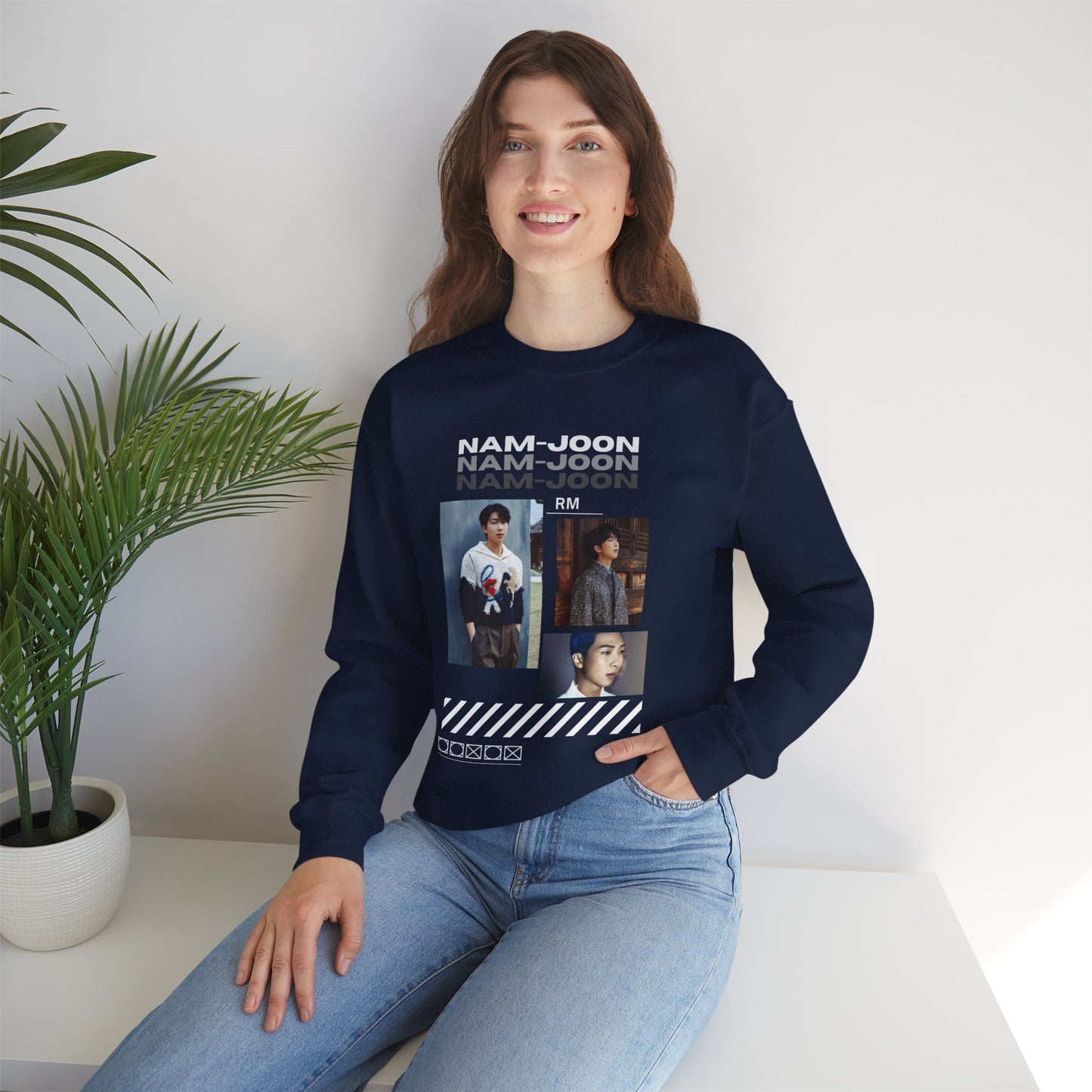 Photo Collage Crewneck Sweatshirt — "Nam-Joon" Graphic Pullover