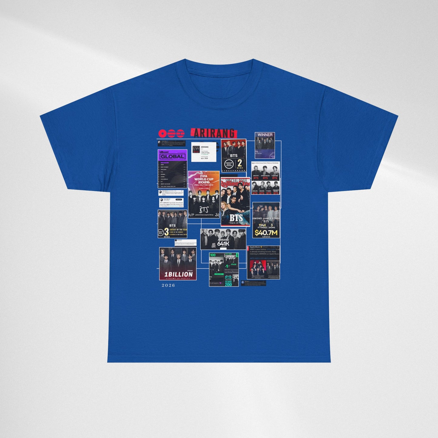 BTS ARIRANG Collage Tee — Iconic Albums & Milestones Graphic T-Shirt