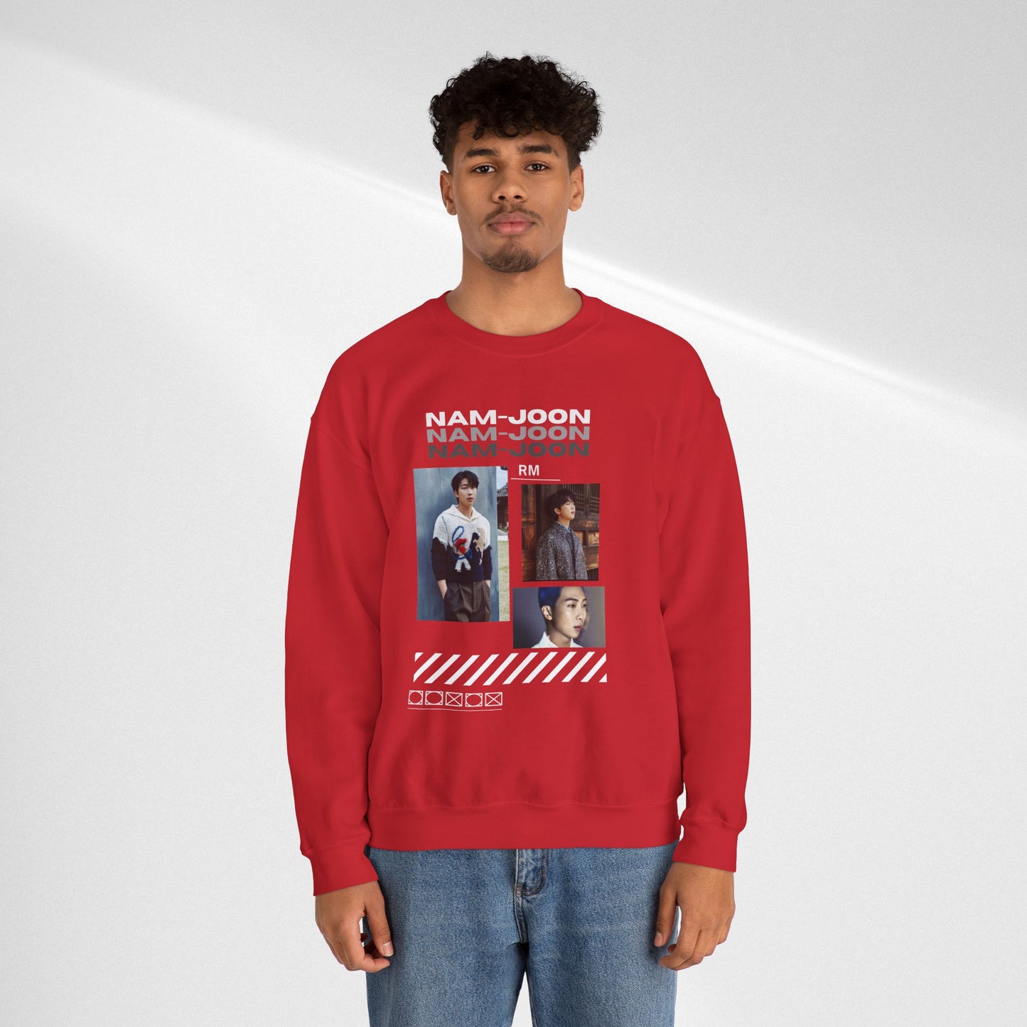 Photo Collage Crewneck Sweatshirt — "Nam-Joon" Graphic Pullover