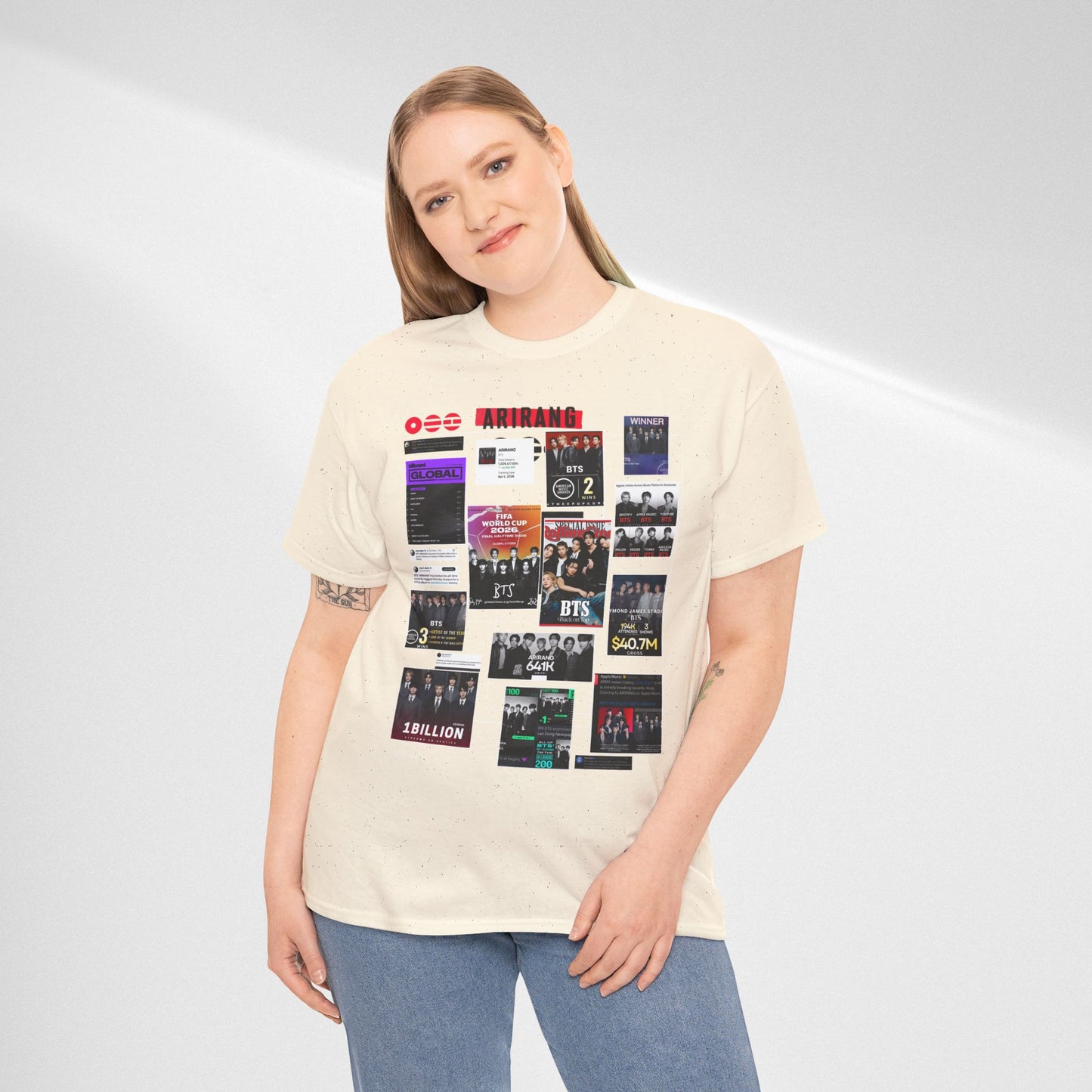 BTS ARIRANG Collage Tee — Iconic Albums & Milestones Graphic T-Shirt