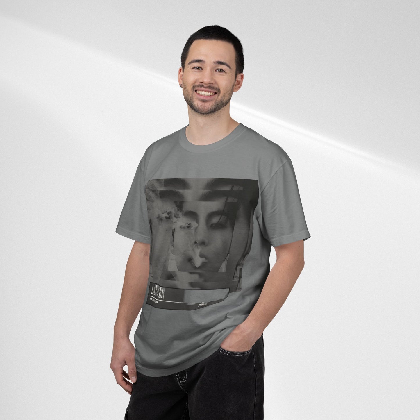 V Graphic Tee — Noir Glitch Portrait T-Shirt