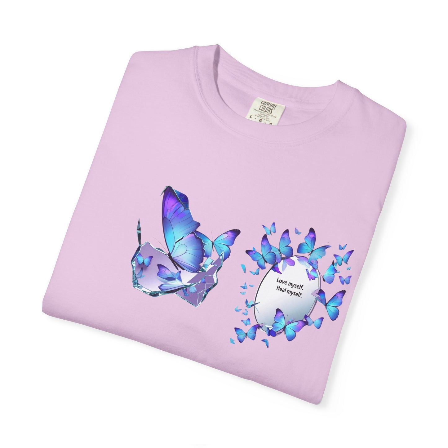 Butterfly Heart T-Shirt — Blue Watercolor Butterflies & "Everyone Deserves Love" Design