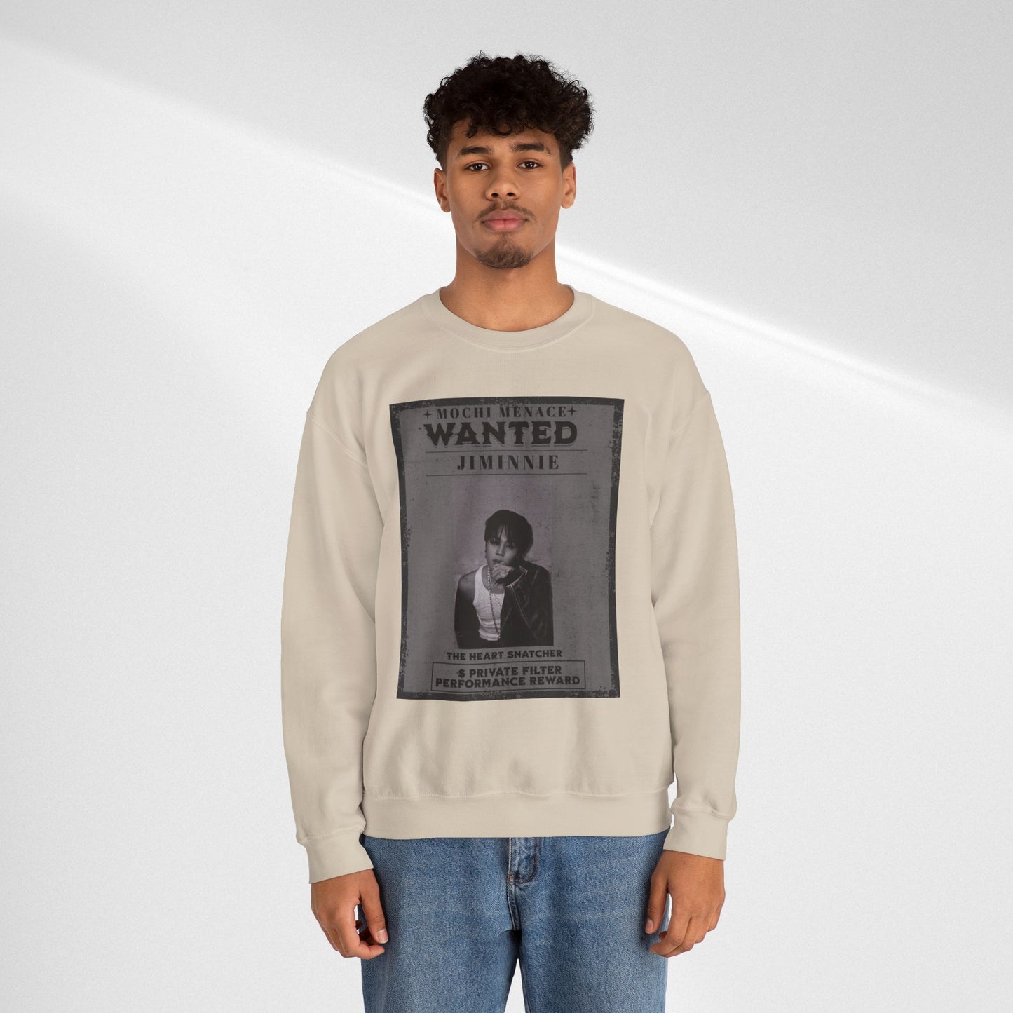 Wanted Poster Crewneck Sweatshirt – 'Wanted Jiminie' Vintage K-Pop Graphic