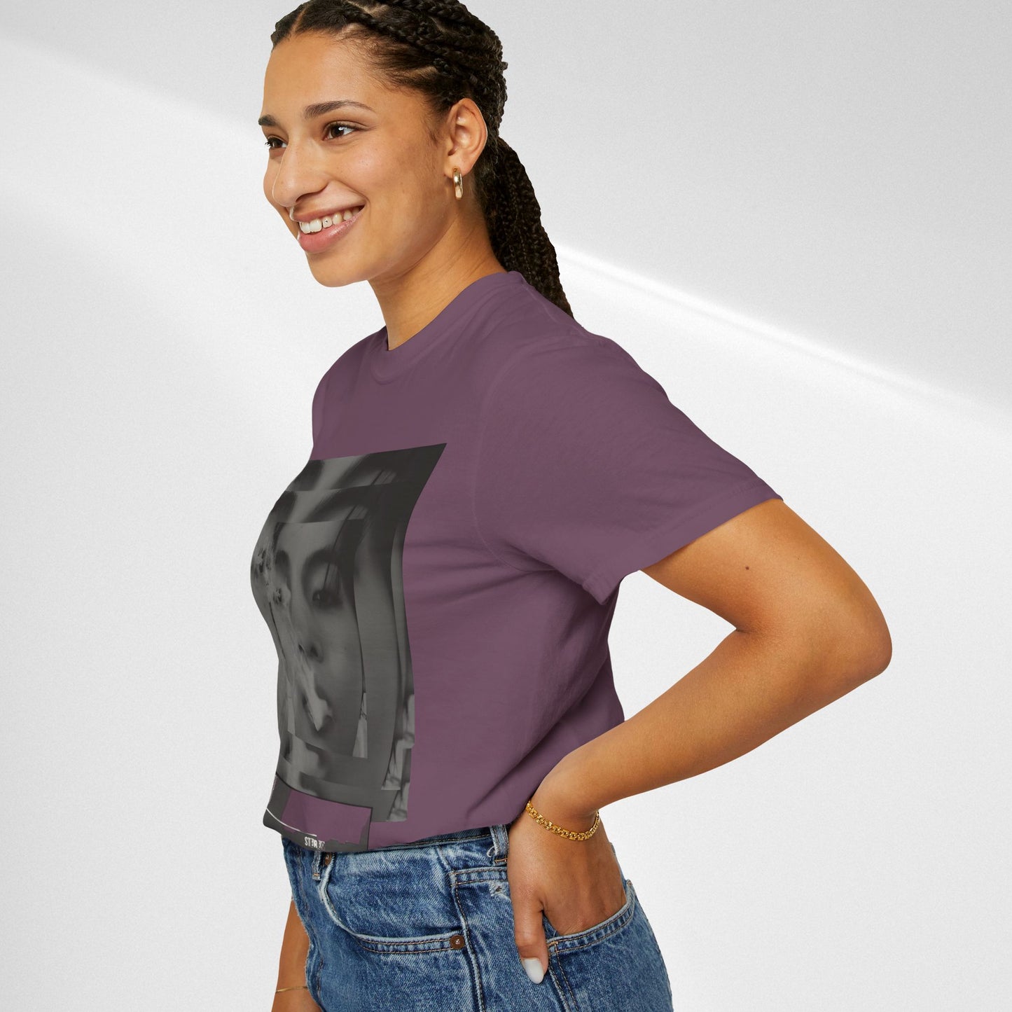V Graphic Tee — Noir Glitch Portrait T-Shirt