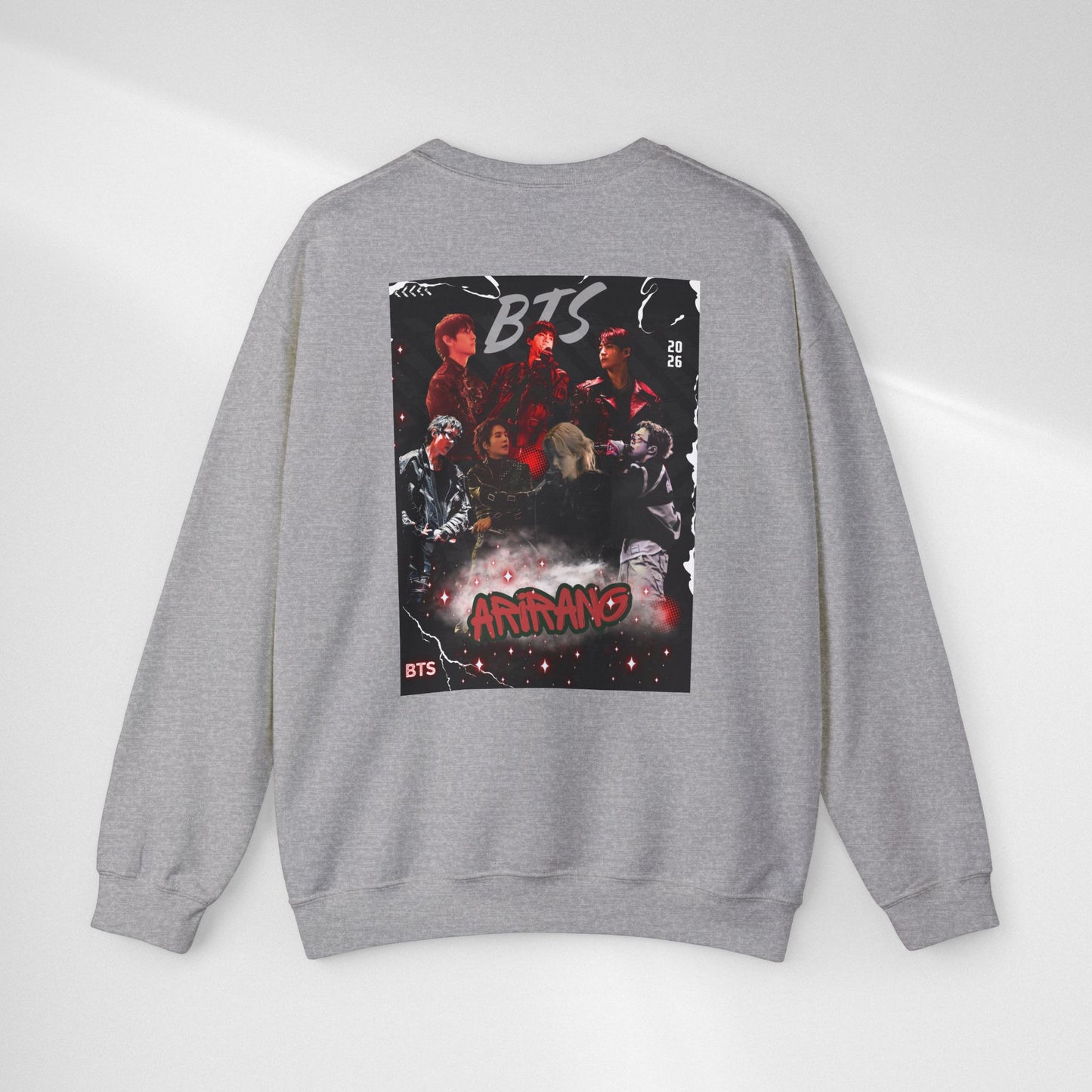 BTS Graphic Crewneck Sweatshirt – Red & Black Band Photo Design