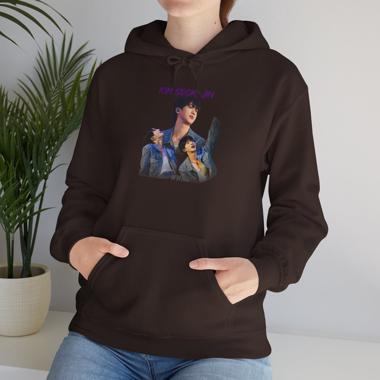 JIN Graphic Hoodie — Artistic Three-Image Portrait Design