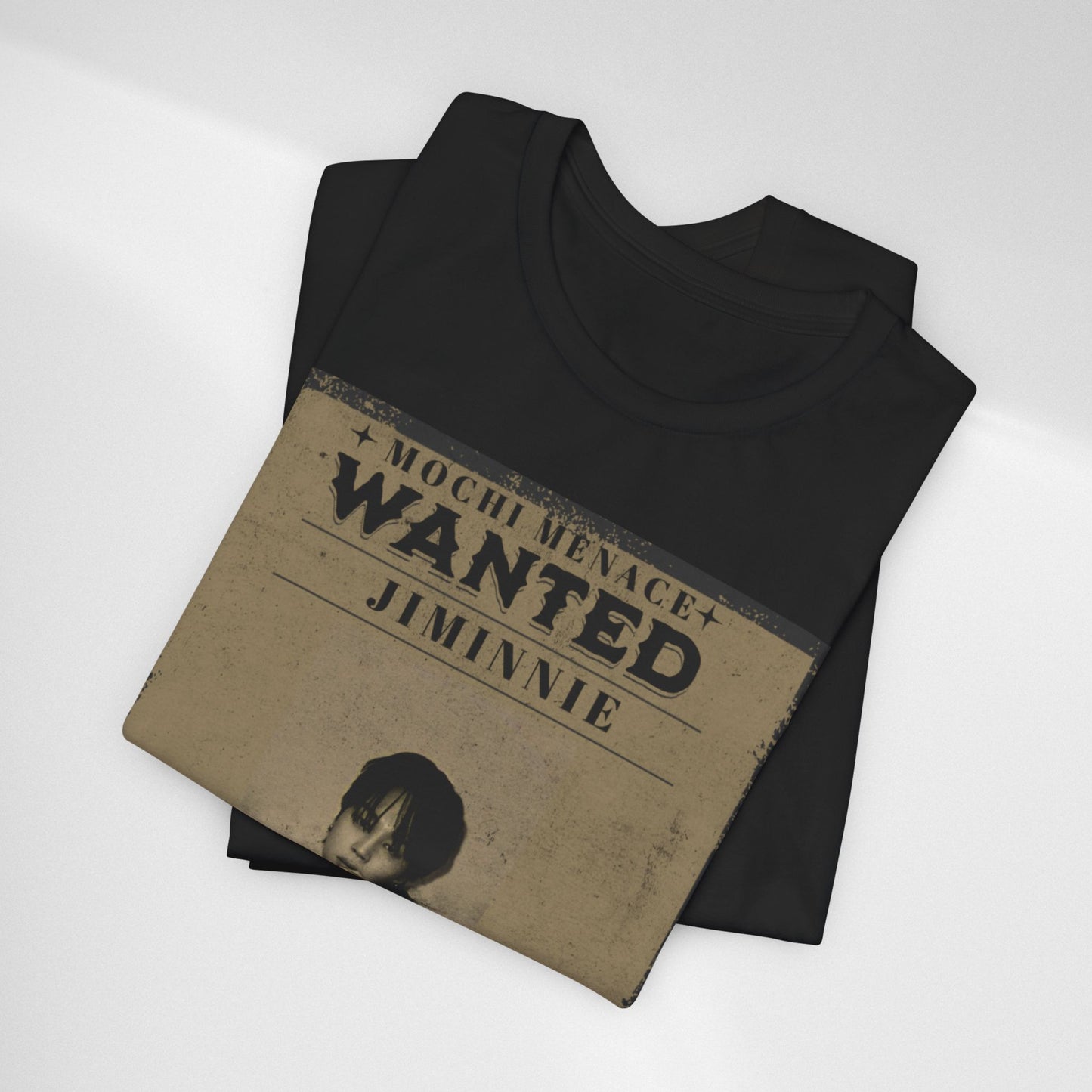 JIMIN Wanted Poster Graphic Tee — 'Mischief Menace' Vintage Style