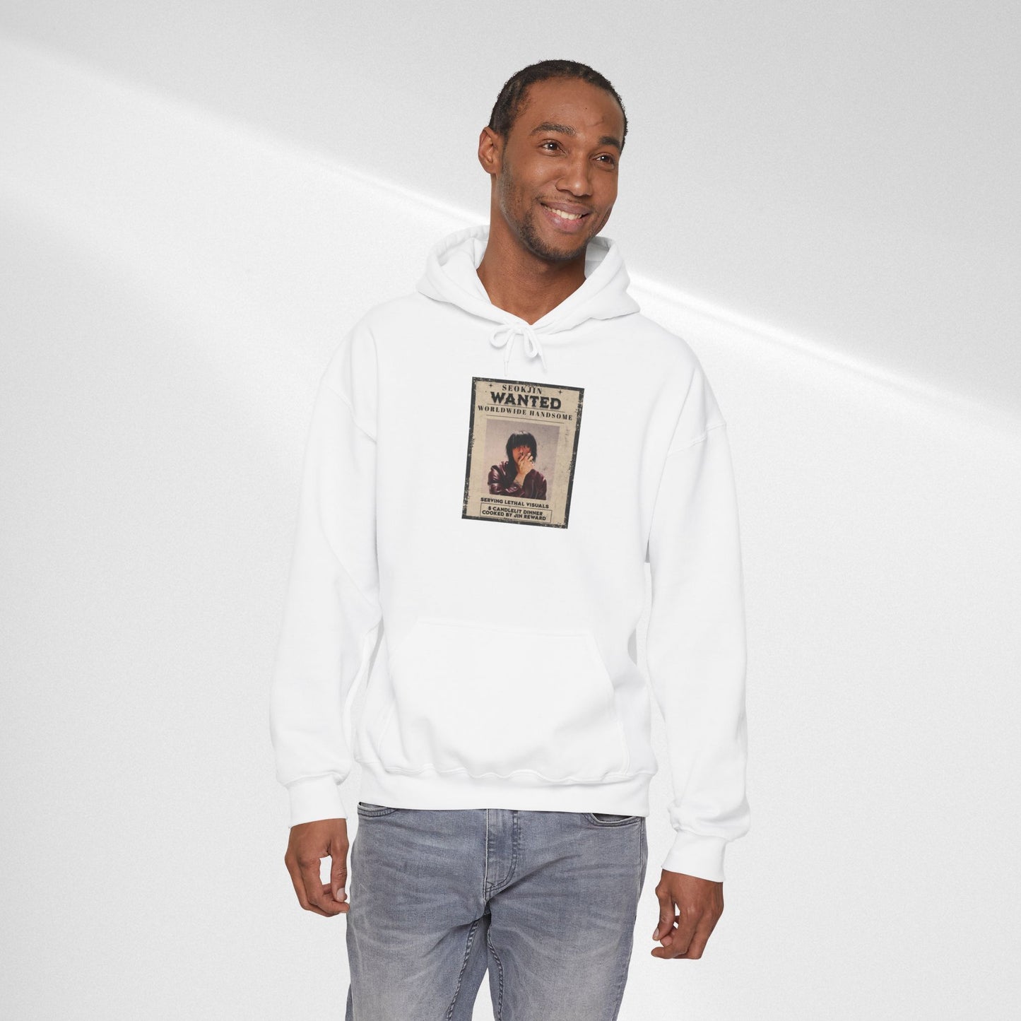 Jin Hoodie — "WANTED" Vintage Photo Poster Graphic Hoodie