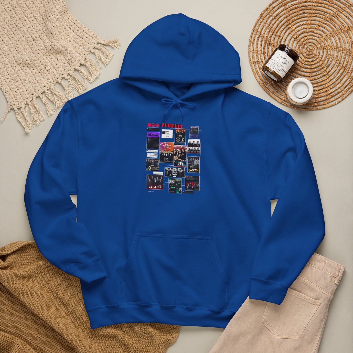 BTS ARIRANG Band Poster Collage Hoodie — Vintage Gig Tour Graphic Sweatshirt