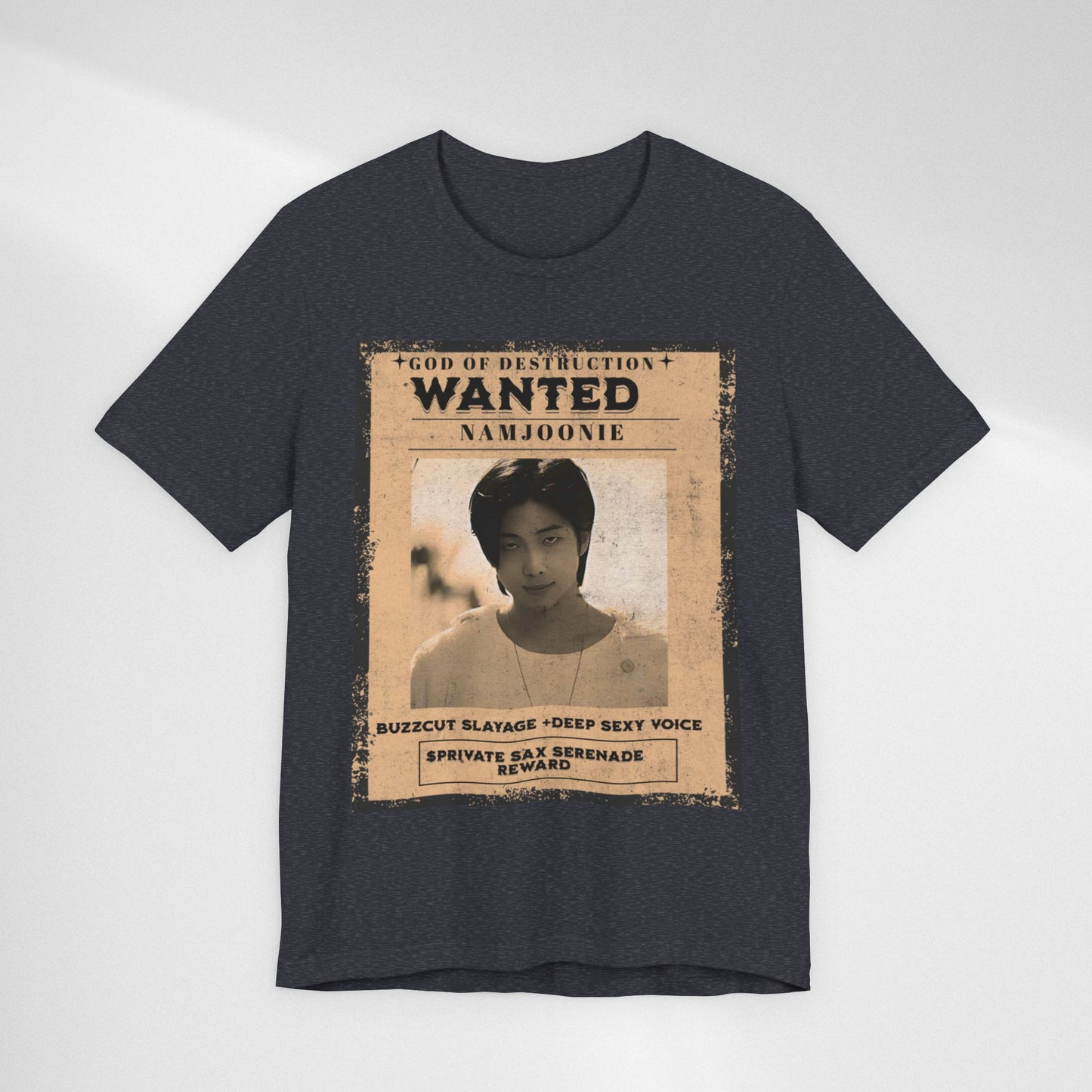 T-Shirt — Vintage 'Wanted: Namjoonie' Photo Tee (K-Pop Fan Poster Style)