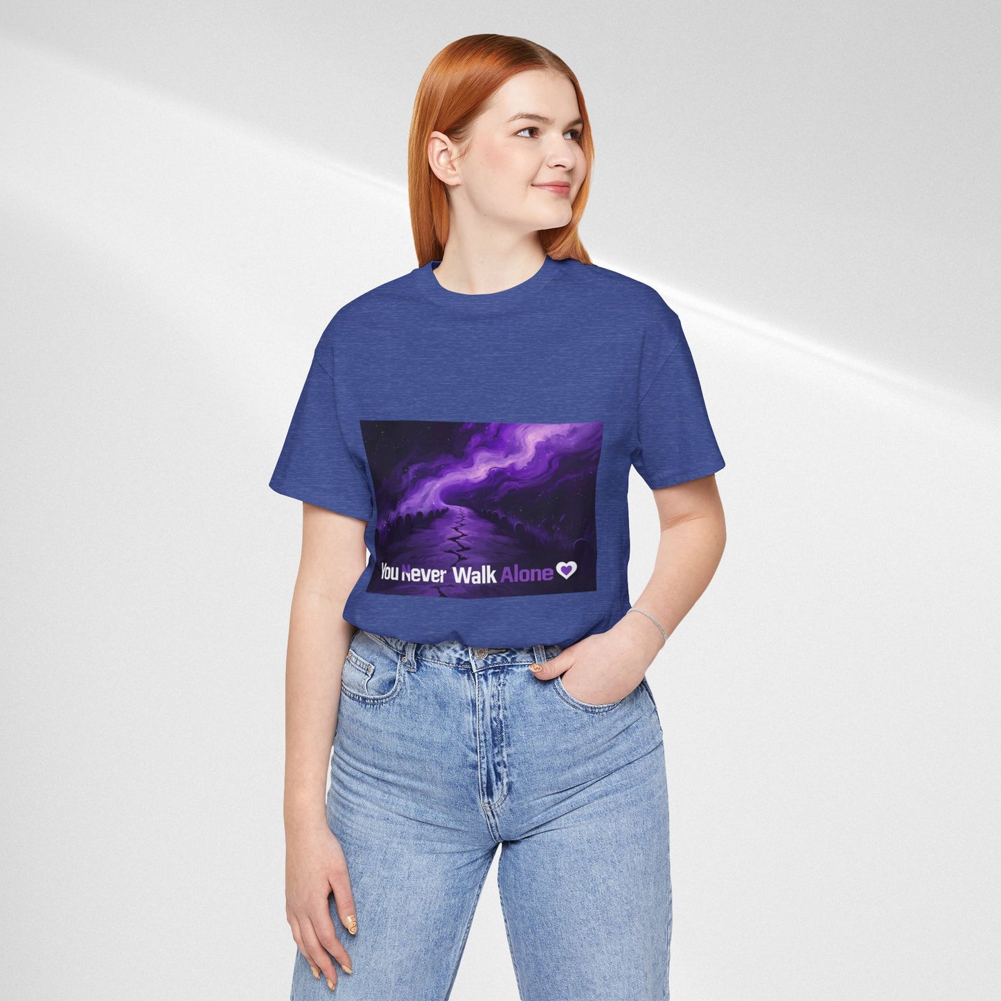 You Never Walk Alone Tee — Purple Night Stairway Graphic T‑Shirt