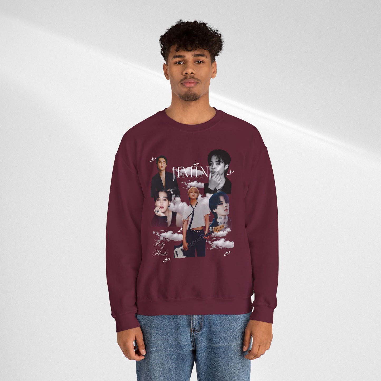Crewneck Sweatshirt — K-pop JIMIN Collage Pullover (Band Member Design)