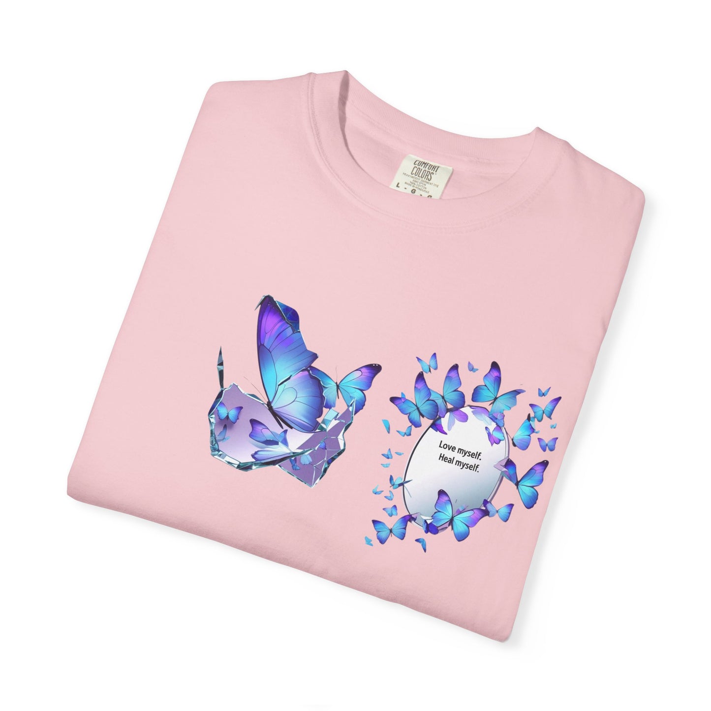 Butterfly Heart T-Shirt — Blue Watercolor Butterflies & "Everyone Deserves Love" Design