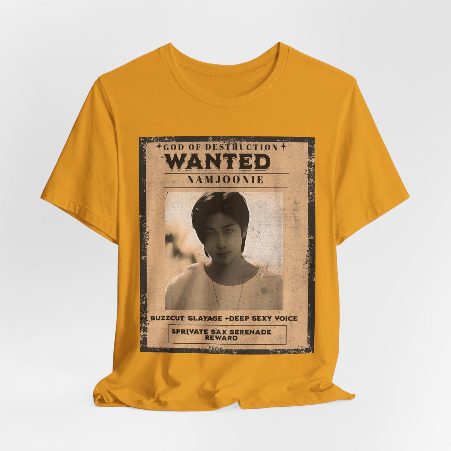 T-Shirt — Vintage 'Wanted: Namjoonie' Photo Tee (K-Pop Fan Poster Style)