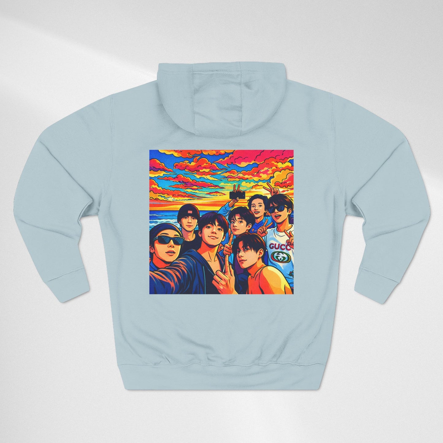 BTS Inspired Graphic Hoodie — Vibrant Group Portrait Streetwear