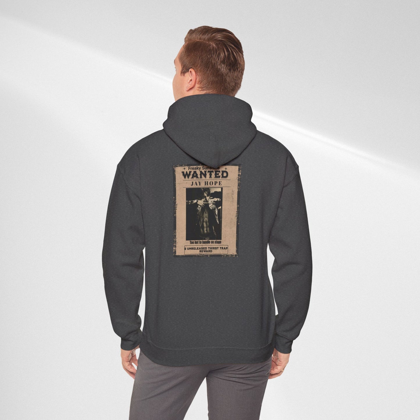 Hoodie - Vintage JHOPE 'WANTED' Poster Graphic Hooded Sweatshirt