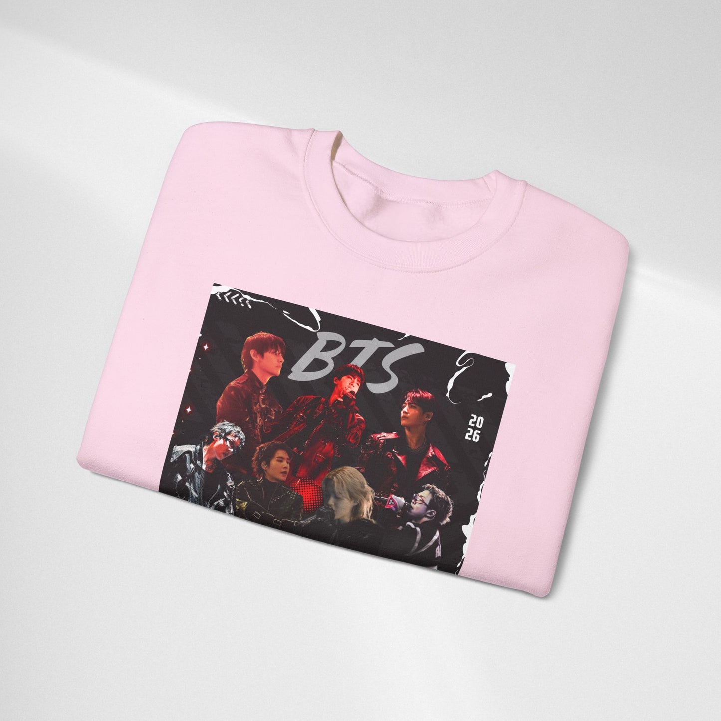 BTS Graphic Crewneck Sweatshirt – Red & Black Band Photo Design