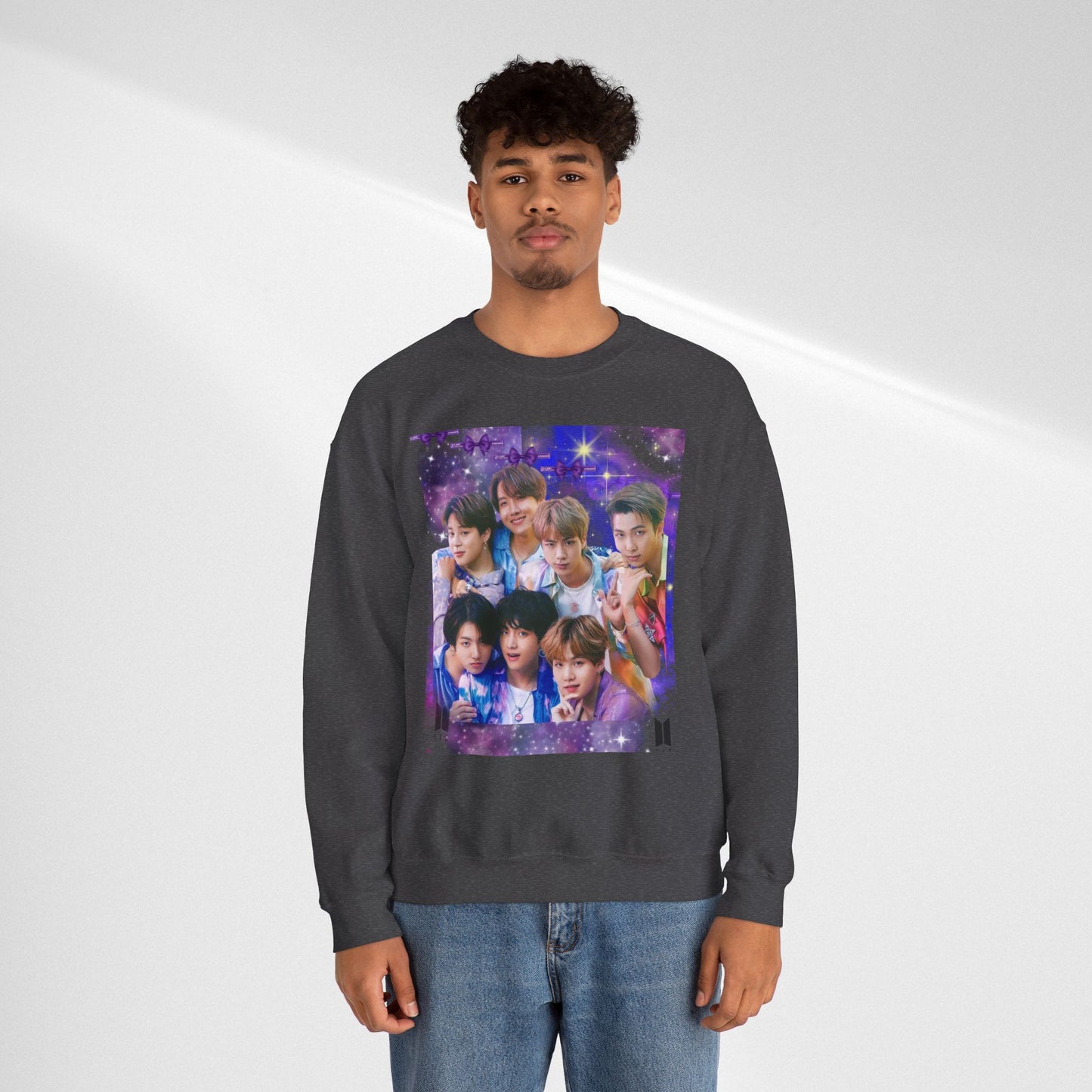 BTS Group Photo Crewneck Sweatshirt — Purple Fan Art Print
