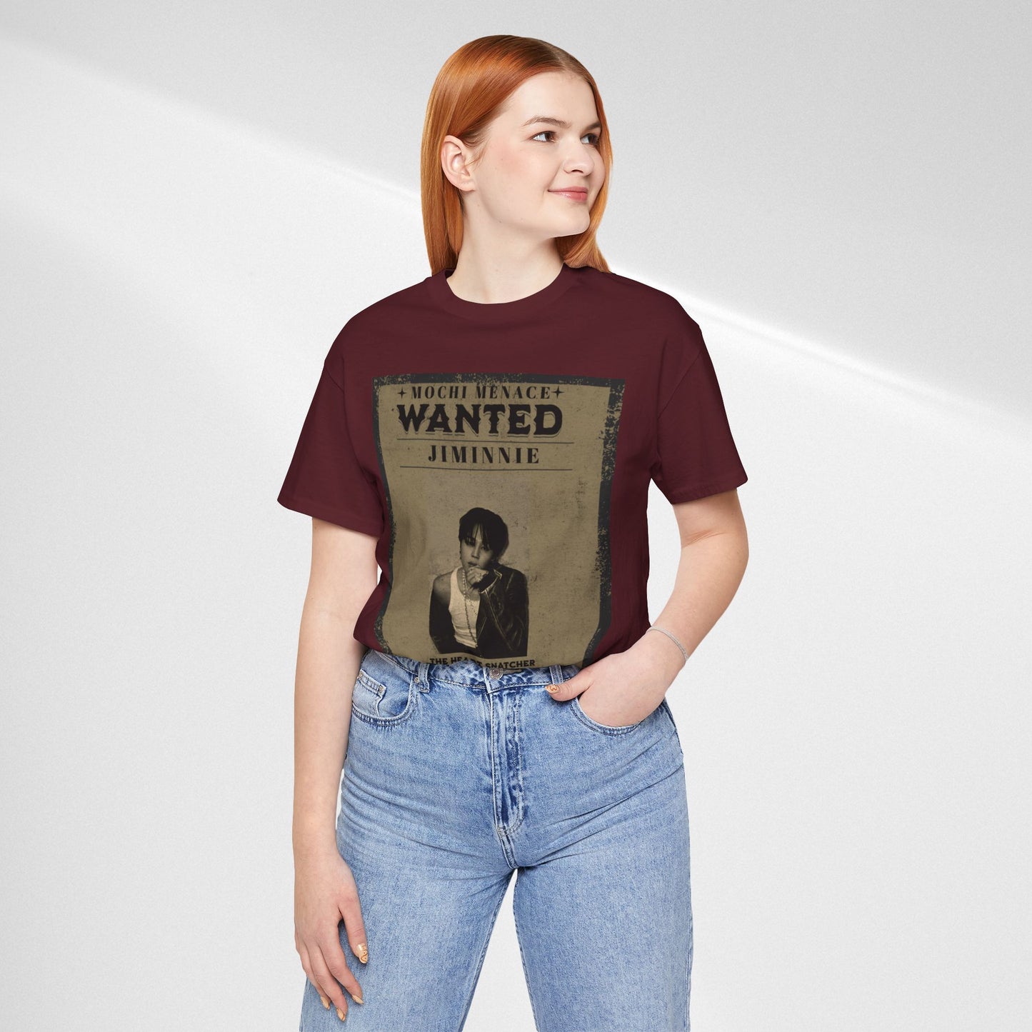 JIMIN Wanted Poster Graphic Tee — 'Mischief Menace' Vintage Style