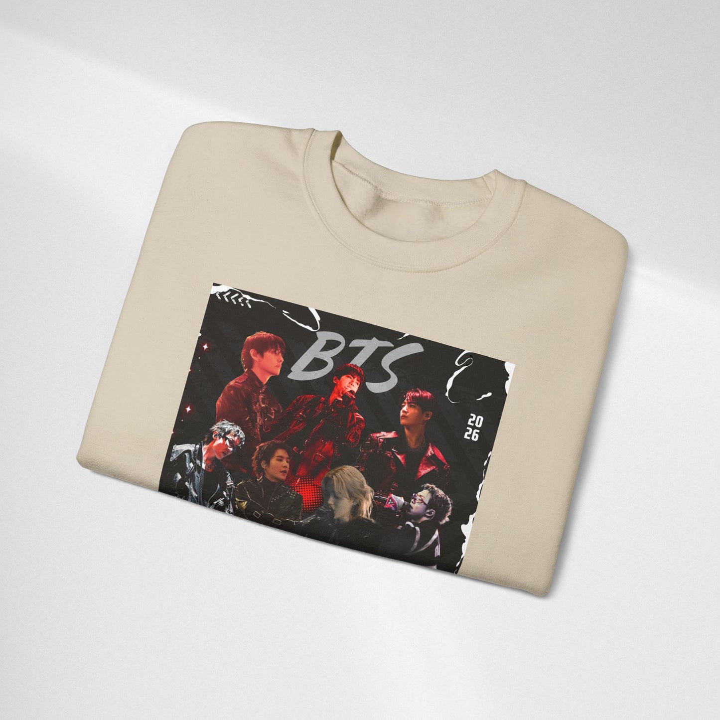 BTS Graphic Crewneck Sweatshirt – Red & Black Band Photo Design