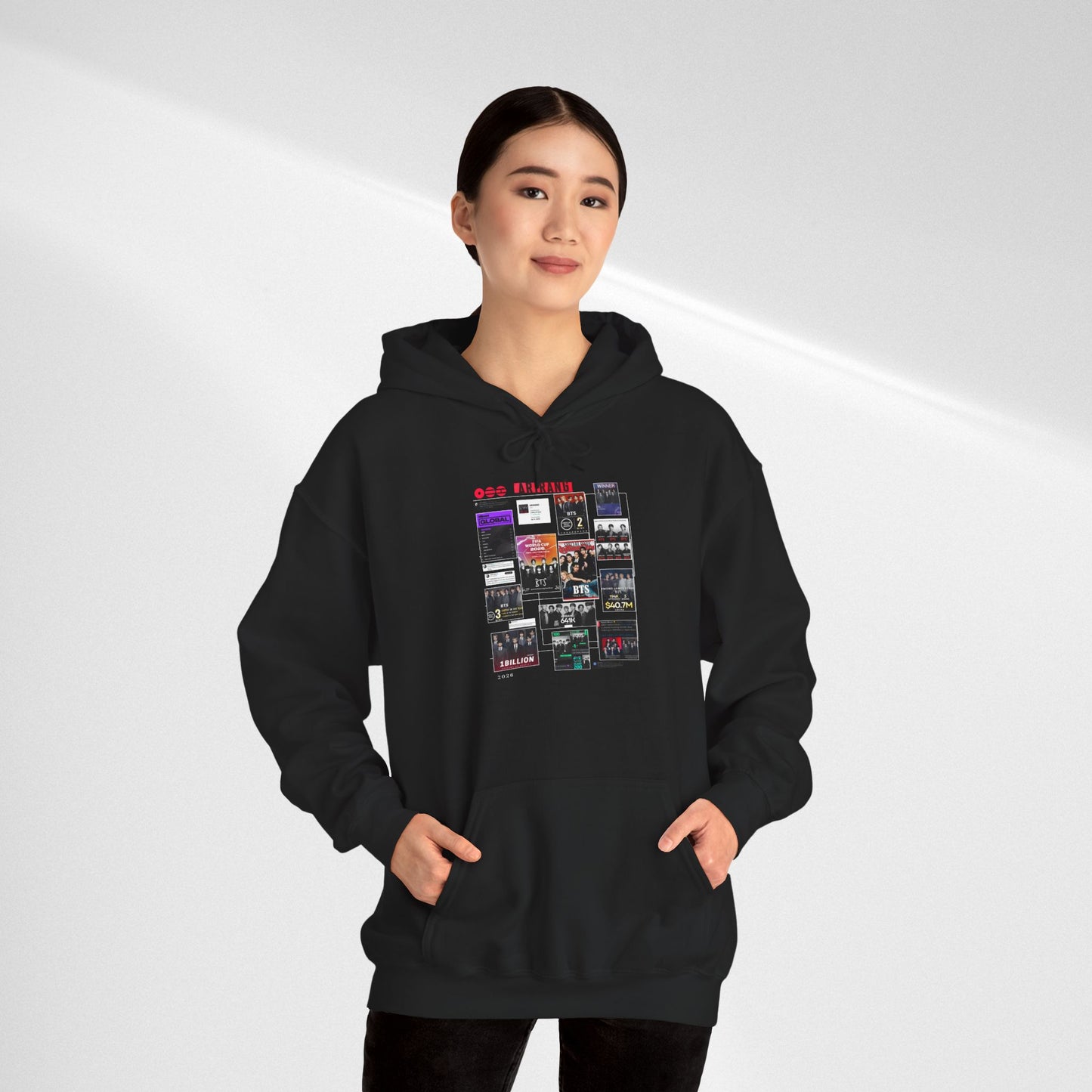BTS ARIRANG Band Poster Collage Hoodie — Vintage Gig Tour Graphic Sweatshirt
