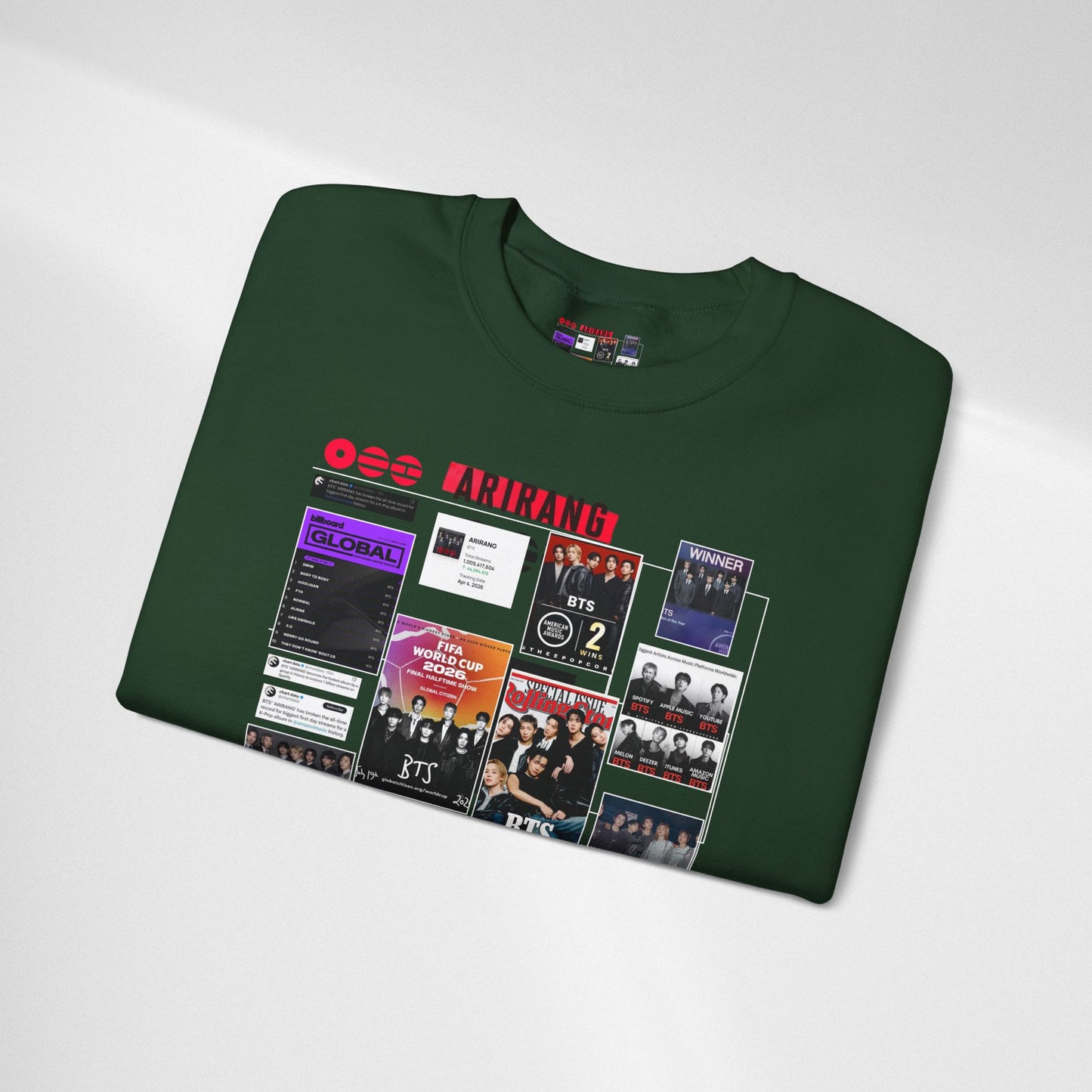 Crewneck Sweatshirt — BTS ARIRANG Collage Graphic Crewneck (Album Posters & Tour Art)