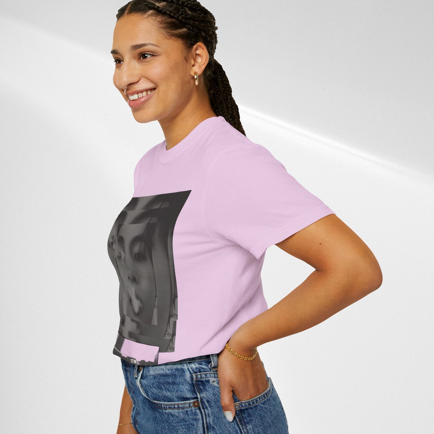 V Graphic Tee — Noir Glitch Portrait T-Shirt
