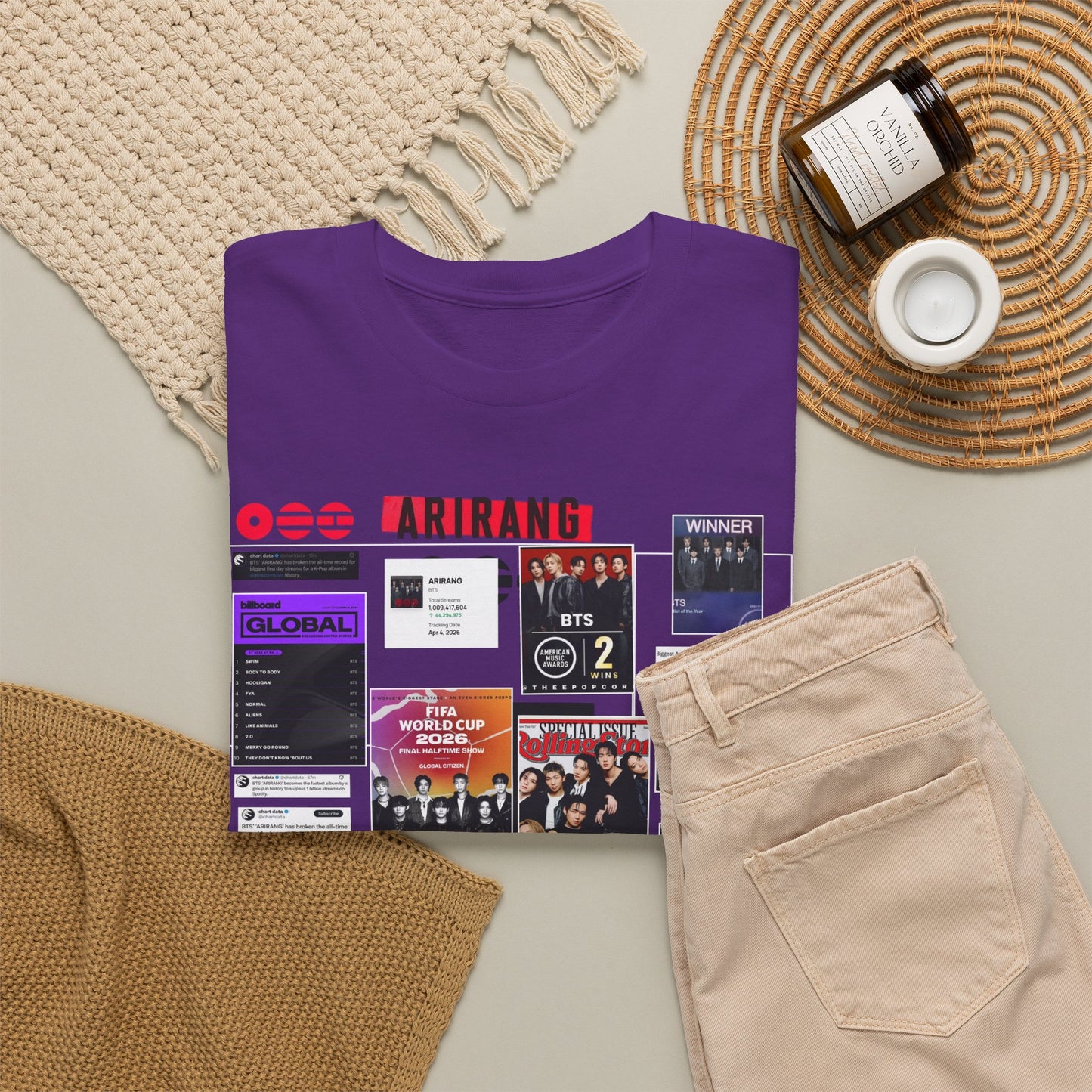 BTS ARIRANG Collage Tee — Iconic Albums & Milestones Graphic T-Shirt