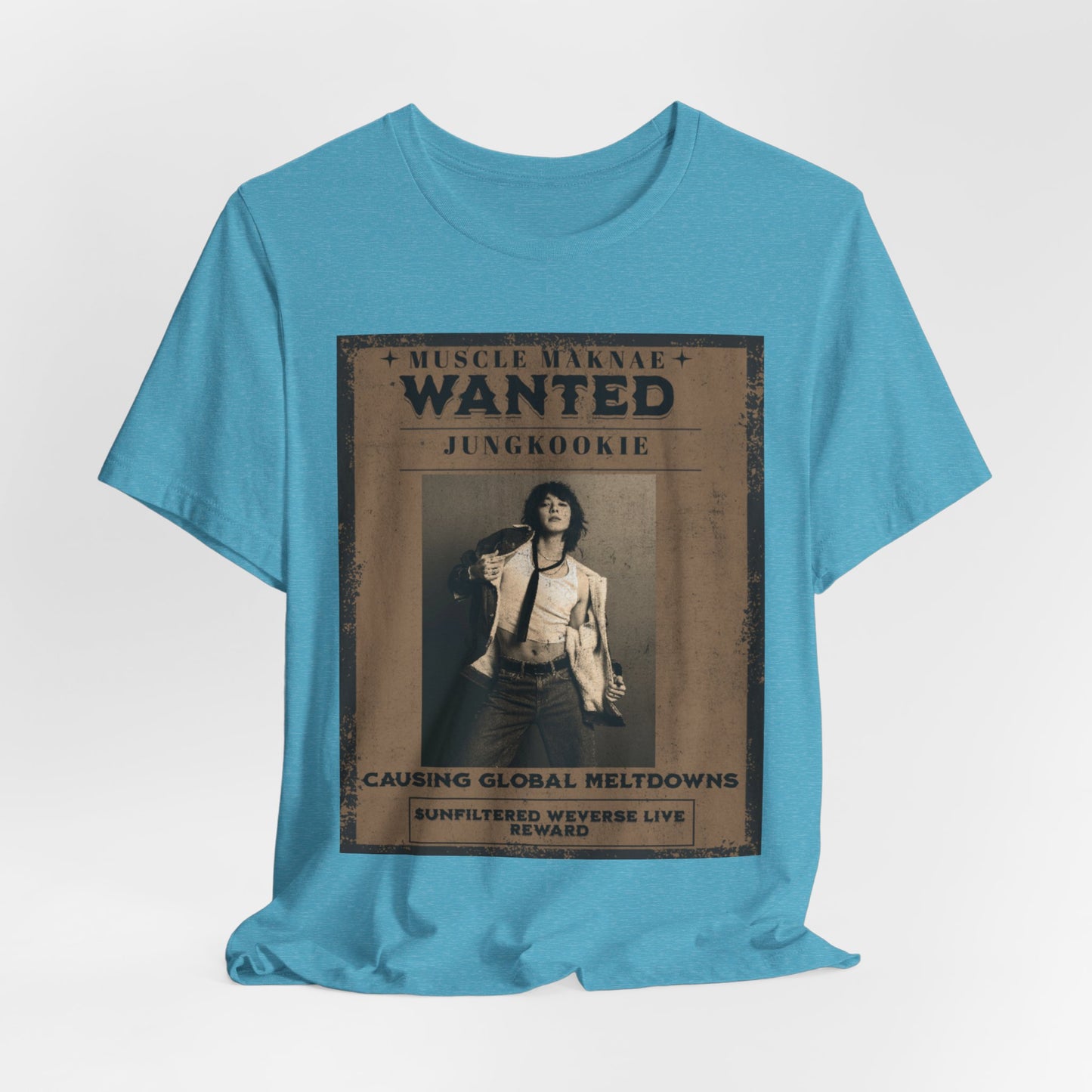 Wanted Poster Tee — 'Jungkook: Causing Global Meltdowns' Vintage K-Pop T-Shirt