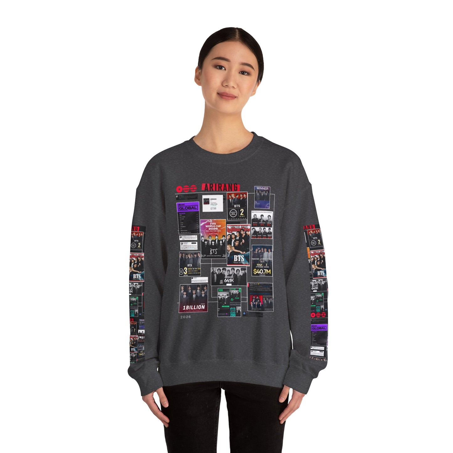 Crewneck Sweatshirt — BTS ARIRANG Collage Graphic Crewneck (Album Posters & Tour Art)