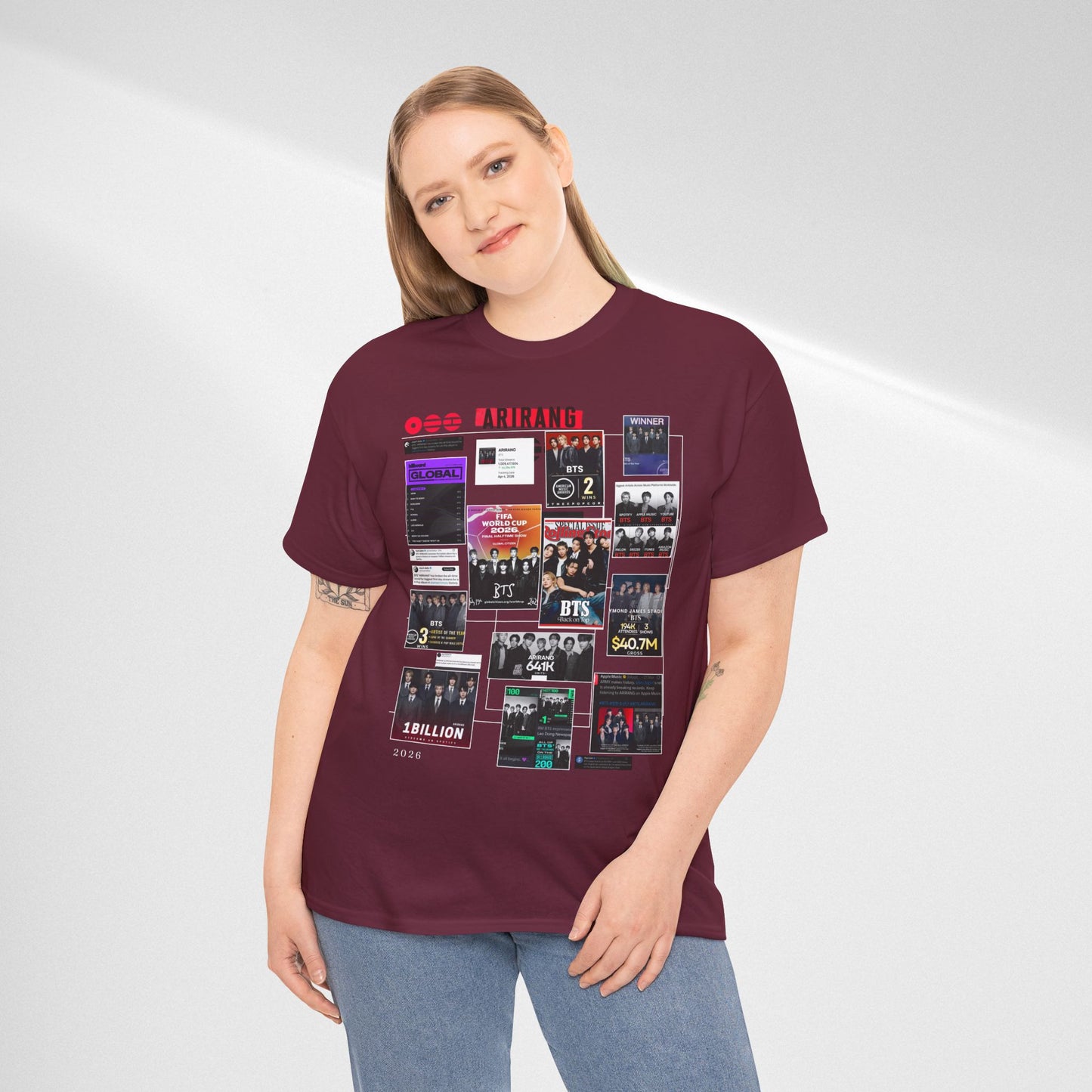 BTS ARIRANG Collage Tee — Iconic Albums & Milestones Graphic T-Shirt