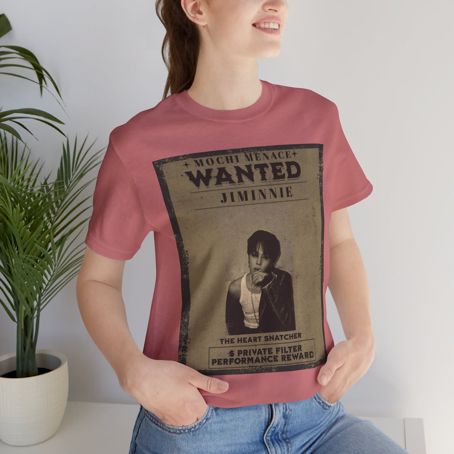 JIMIN Wanted Poster Graphic Tee — 'Mischief Menace' Vintage Style